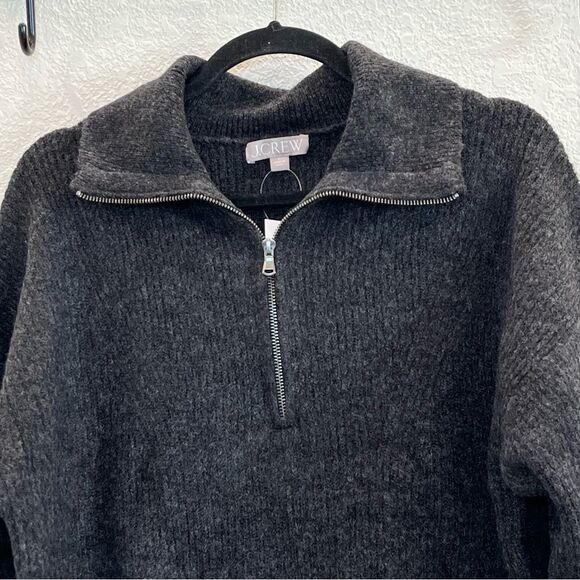 J. Crew Half Zip Stretch Merino Wool Sweater in Heather Charcoal NWT! size Large - Picture 4 of 13